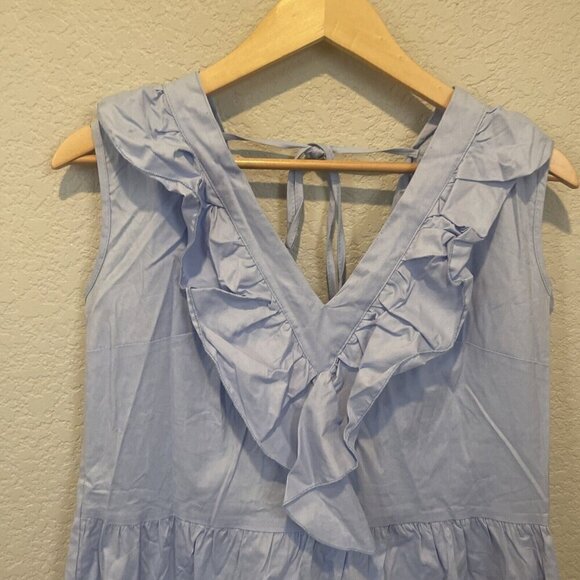 Nordstrom CENY Ruffle Dress XL Vneck Sleeveless Cotton Made In USA NWT - Picture 3 of 9